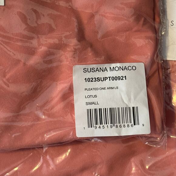 Susana Monaco Pleated One Arm Long Sleeves Tops - Lotus Pink NWT Size Small - Picture 8 of 8